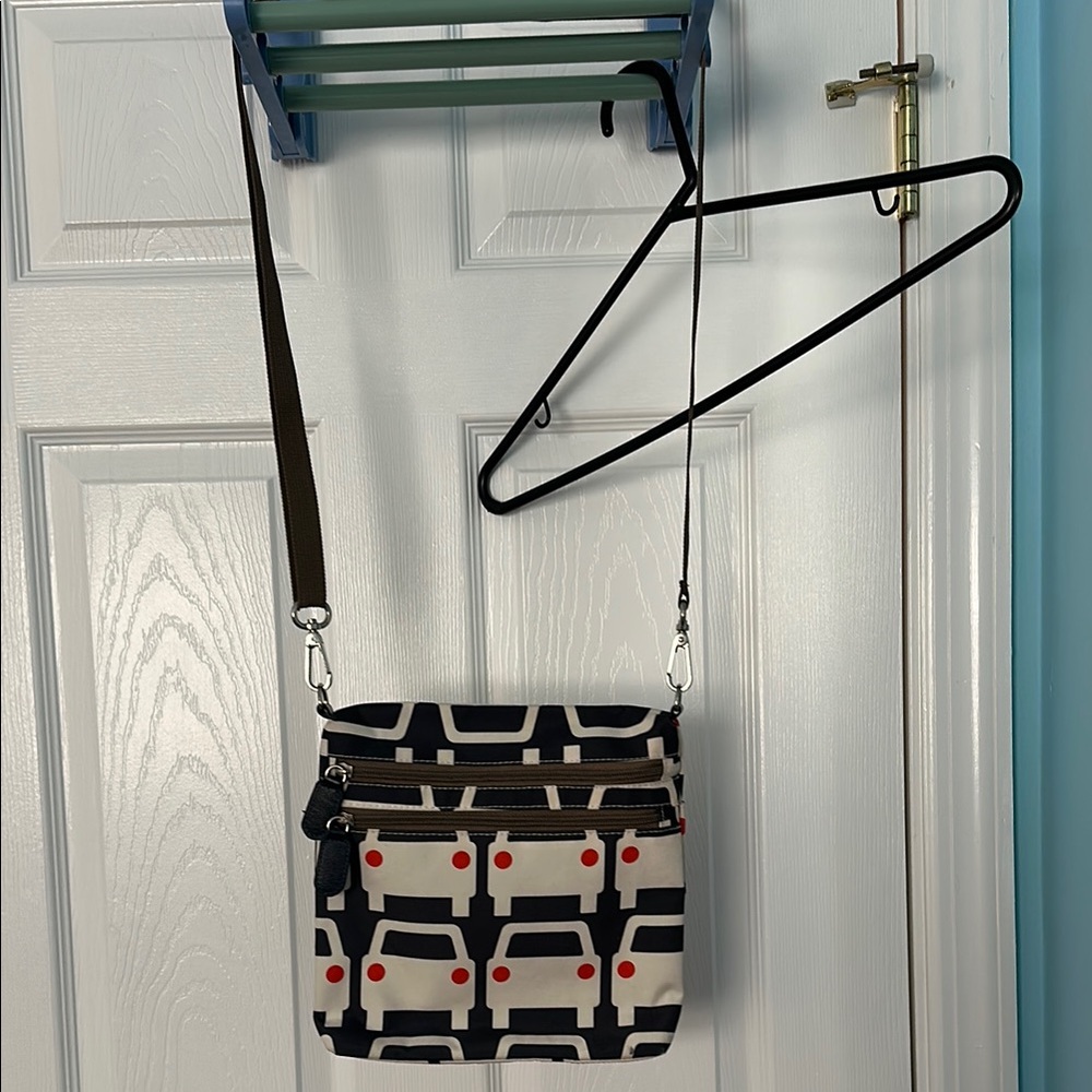 Orla Kiely Target Stylish Black and Red Patterned Crossbody Bag